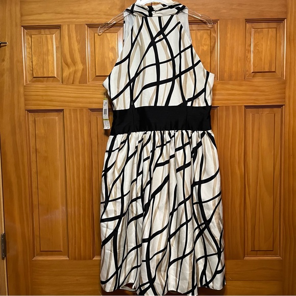 Jones New York Halter A-line Dress Size 8 Womans White/Black/Tan Sleeveless NWT - Picture 5 of 9